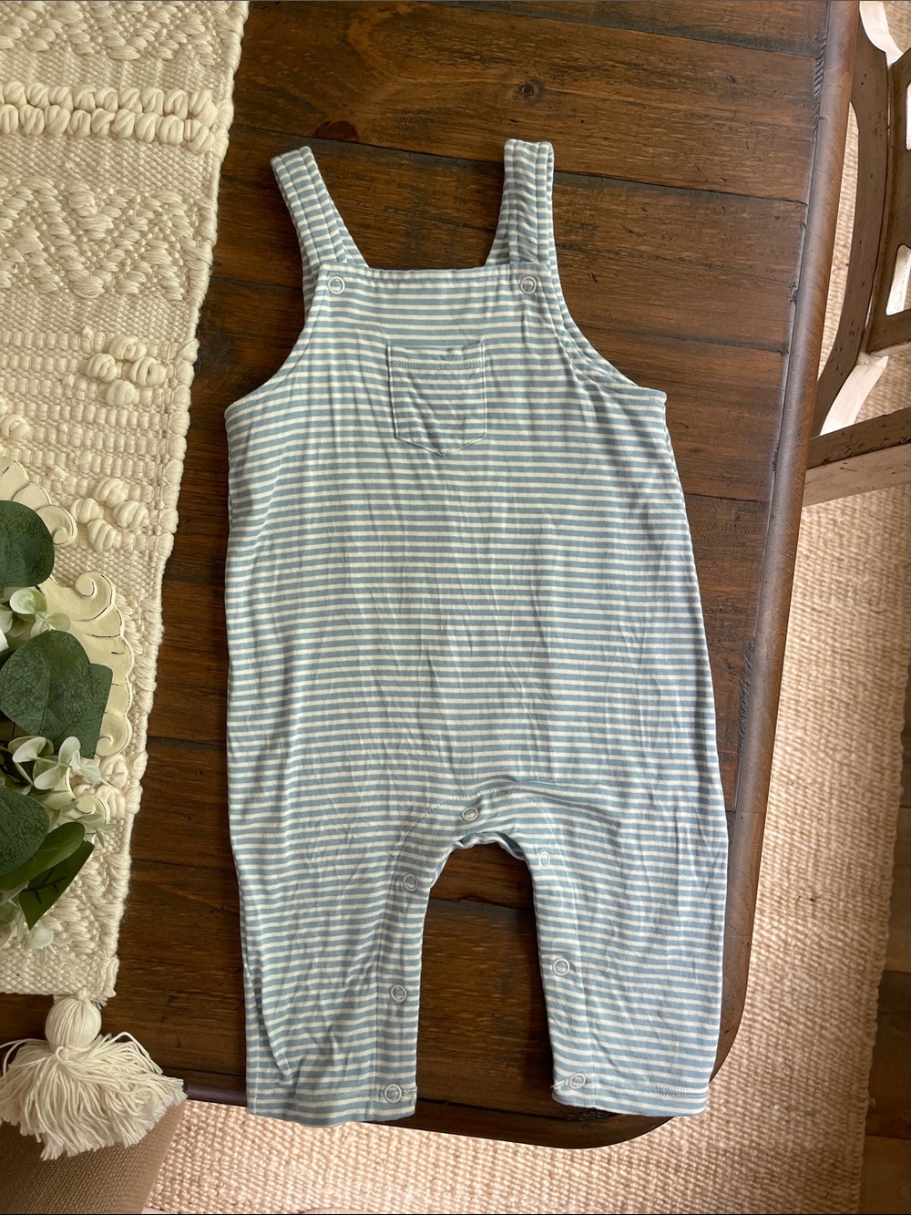 Angel Dear Blue & White Striped Baby Overalls